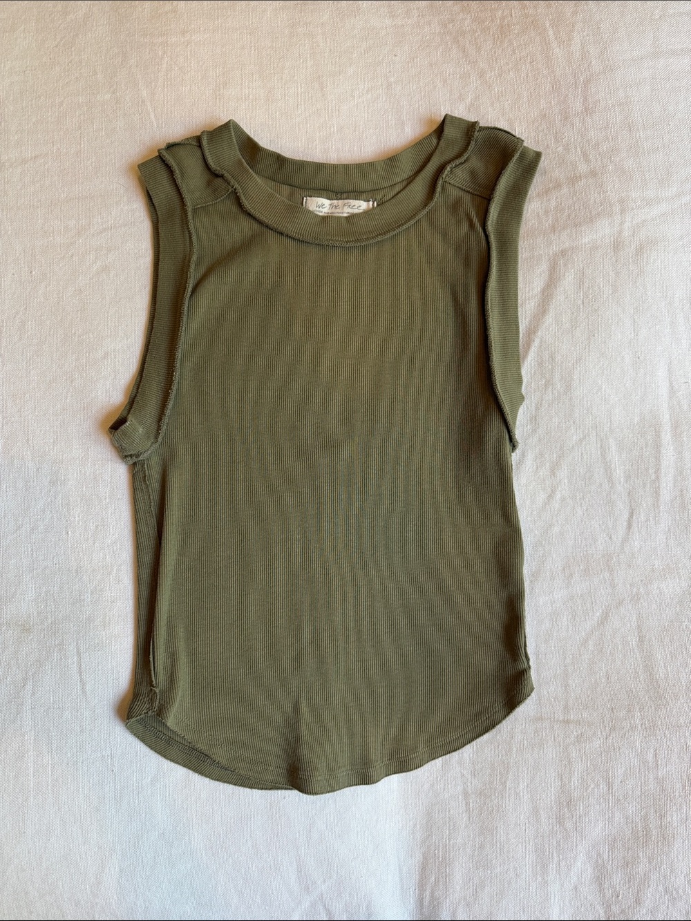 We The Free Olive Green Ribbed Tank Top